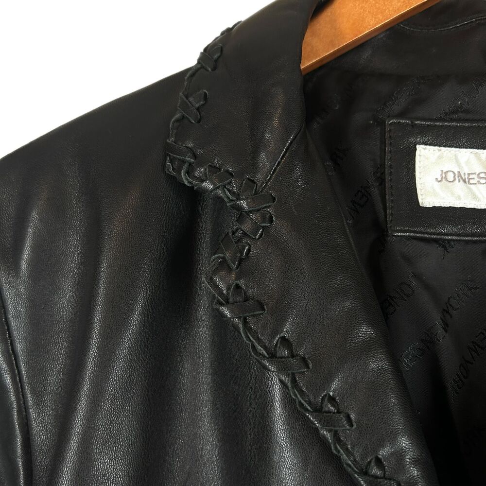 ๐ Jones New York Butter Soft Black Leather Jacket M Elegant Western Vibes - Picture 3 of 10